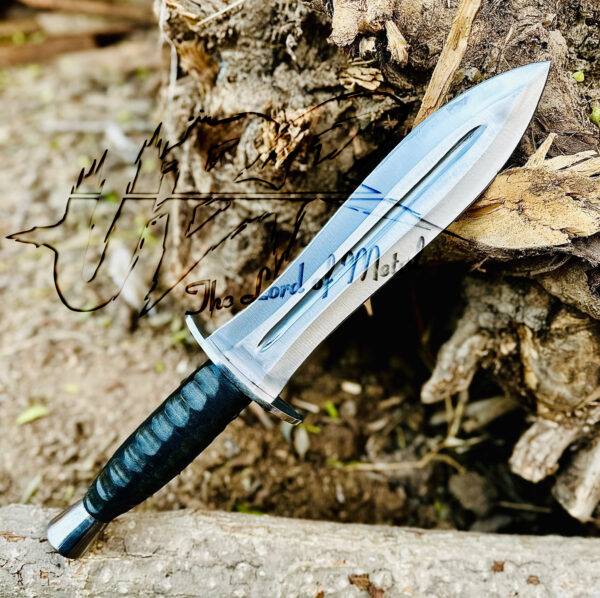 UBR Custom D2 Tool Steel Hunting Dagger Knife with Micarta Handle and Leather Sheath - Image 4