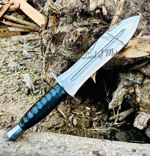 UBR Custom D2 Tool Steel Hunting Dagger Knife with Micarta Handle and Leather Sheath - Image 2