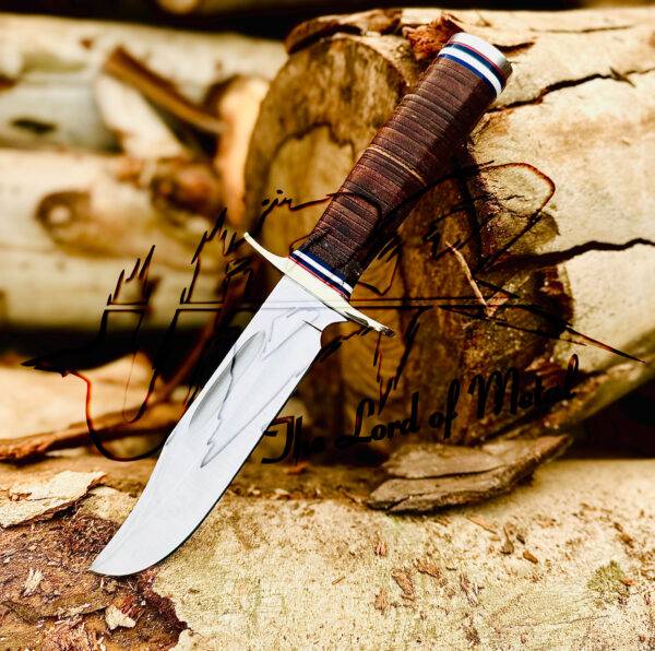 Handmade D2 Tool Steel Bowie Knife | Best Gift for Hunting & Survival | Leather Sheath - Image 4