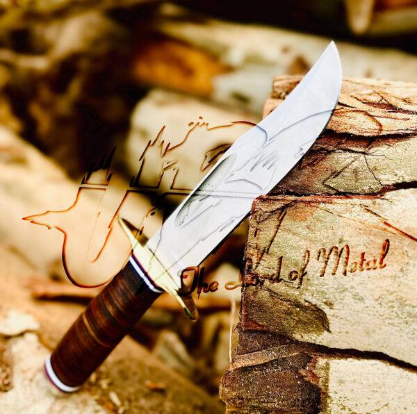 Handmade D2 Tool Steel Bowie Knife | Best Gift for Hunting & Survival | Leather Sheath - Image 3