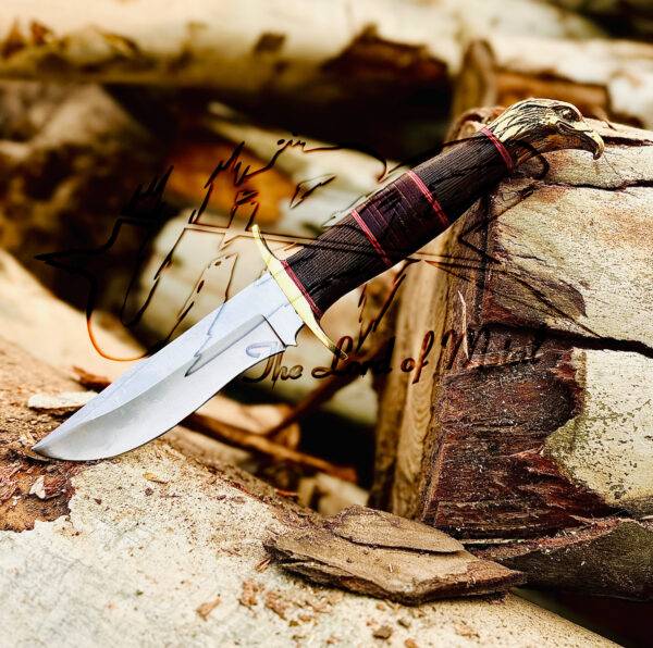 Eagle Head Bowie Knife - Handmade D2 Tool Steel with Leather Sheath - Image 3