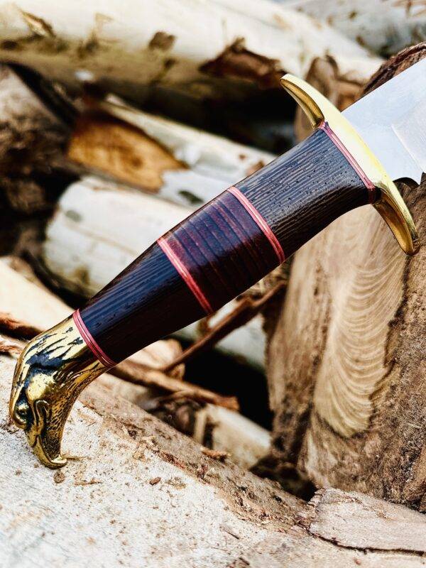 Eagle Head Bowie Knife - Handmade D2 Tool Steel with Leather Sheath - Image 6