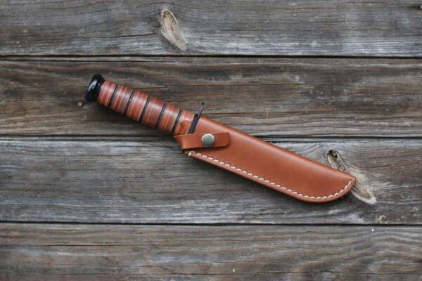 KA-BAR USMC Marine Combat Knife with Leather Sheath - Full Tang Outdoor Knife - Image 3