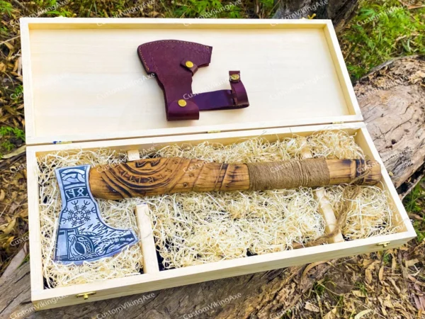 Personalized Viking Axe with Custom Wooden Box – Perfect Gift with Logo/Text - Image 2