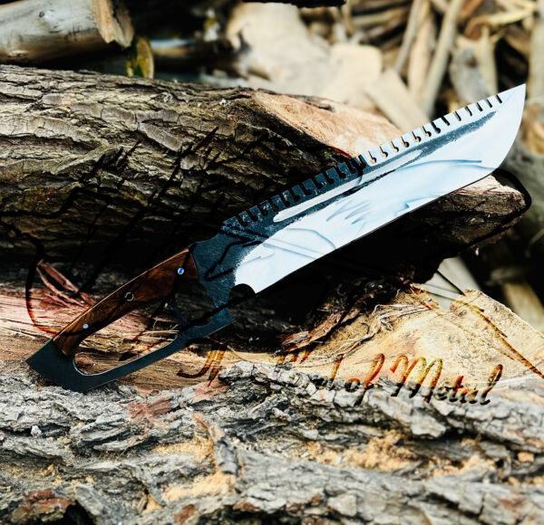 Custom High Carbon Steel Bowie Knife - Handmade Hunting Knife with Sheath - Image 4