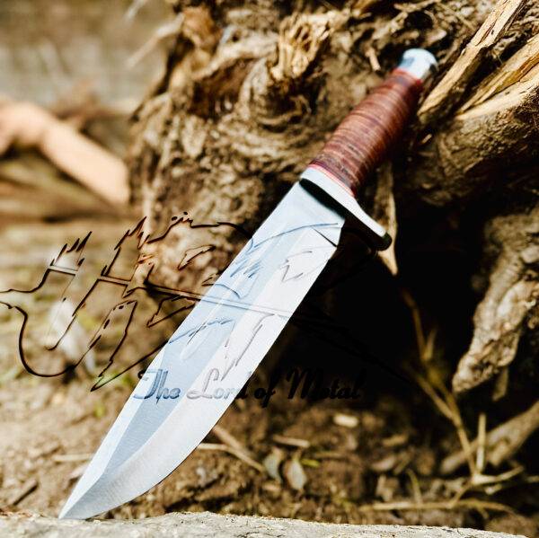 Handmade D2 Tool Steel Bowie Knife with Sheath – Custom Hunting Knife - Image 2