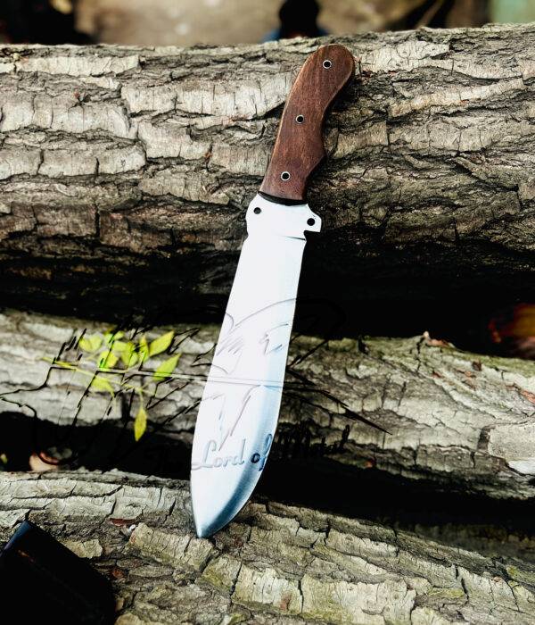 Custom Bowie Knife High Carbon Steel - Hunting Knife with Leather Sheath - Image 3