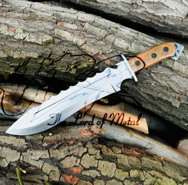 Handmade Bowie Knife - Fixed Blade Hunting Knife with Leather Sheath - Image 2