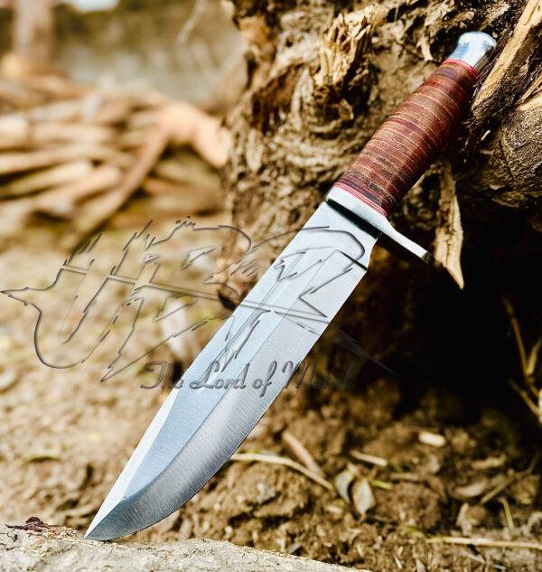 Handmade D2 Tool Steel Bowie Knife with Sheath – Custom Hunting Knife - Image 4