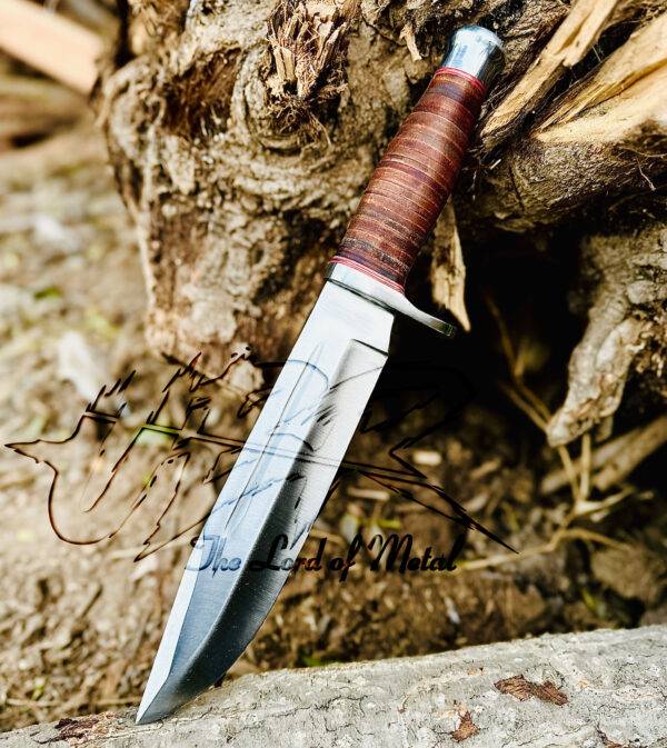 Handmade D2 Tool Steel Bowie Knife with Sheath – Custom Hunting Knife - Image 3