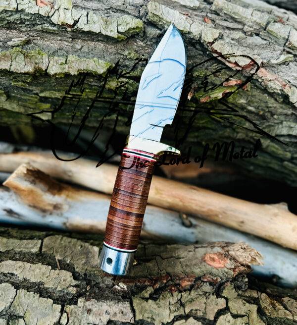 Custom Handmade D2 Steel Skinner Knife - Hunting Knife with Leather Sheath - Image 4