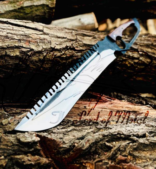 Custom High Carbon Steel Bowie Knife - Handmade Hunting Knife with Sheath - Image 5