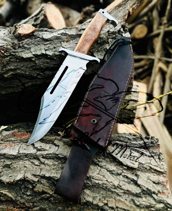 Rambo 3 Knife – Handmade D2 Tool Steel Survival Knife with Leather Sheath - Image 4