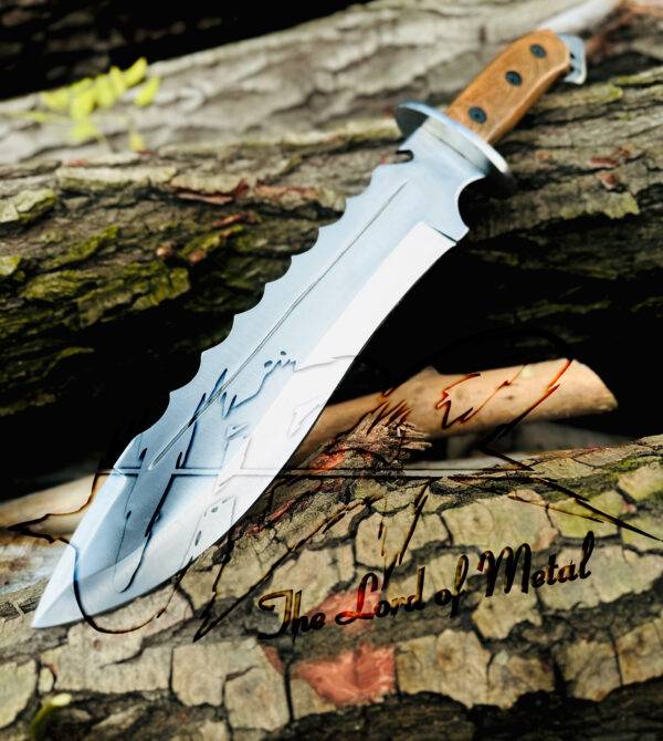 Handmade Bowie Knife - Fixed Blade Hunting Knife with Leather Sheath - Image 3