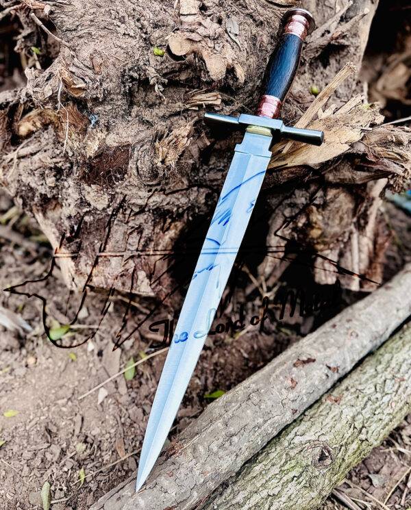 Custom Handmade D2 Tool Steel Stiletto Dagger Sword – Best Gift for Men, Wenge Wood Handle, Leather Sheath - Image 3