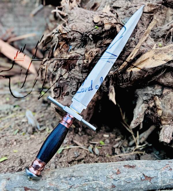 Custom Handmade D2 Tool Steel Stiletto Dagger Sword – Best Gift for Men, Wenge Wood Handle, Leather Sheath - Image 2