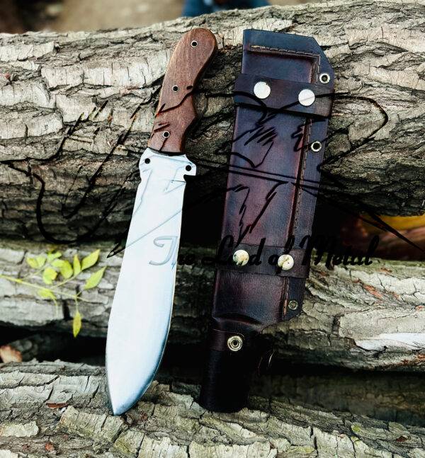 Custom Bowie Knife High Carbon Steel - Hunting Knife with Leather Sheath - Image 2