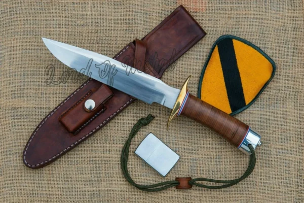 WW2 Randall Knife – Handmade D2 Steel Full Tang Hunting Knife with Leather Sheath - Image 2